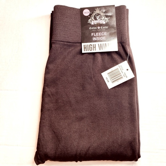 🔵 NWT Cotton Candy Brown High Waist Leggings With Fleece Lining 1X/2X - Picture 2 of 8
